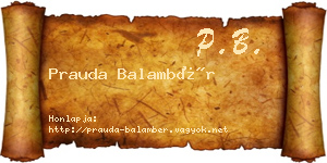 Prauda Balambér névjegykártya